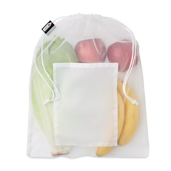 Mesh rpet food bag gift suppliers A mesh rpet food bag is a sustainable lightweight bag made from recycled pet material designed for storing and transporting food items while allowing airflow