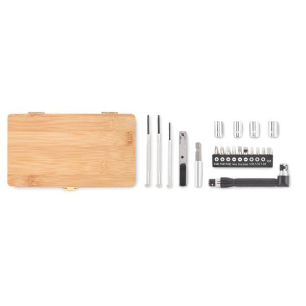 21 pcs tool set in bamboo case 3 gift suppliers