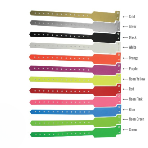 Wide face plastic wristbands in various colors offer effective event id and crowd control solutions