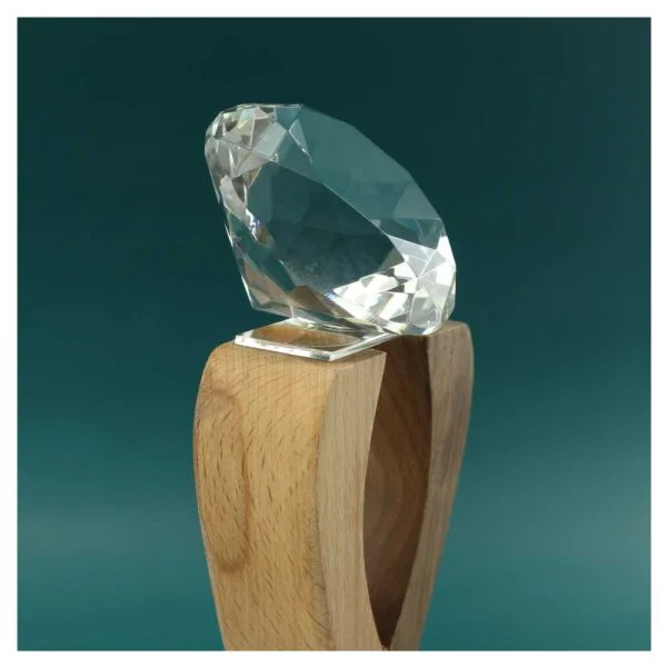 Wooden trophy with diamond shape crystal on top3 gift suppliers Wooden trophy with diamond shape crystal
