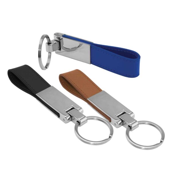 Metal keychains with a durable leather strap