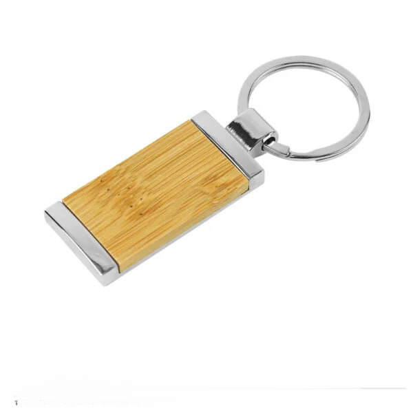 Rectangular bamboo and metal keychains gift suppliers Stylish bamboo and metal rectangular keychains