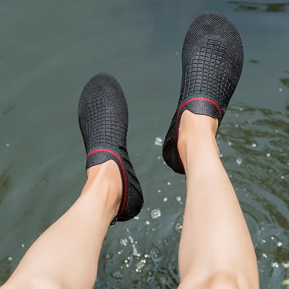 Anti-slip water shoes provide secure footing and protection in wet or slippery conditions.