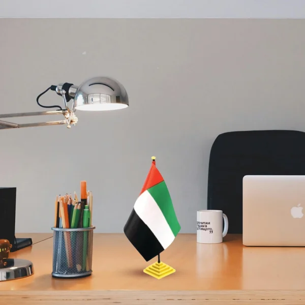 Uaetableflagwithgoldcolormetalbase gift suppliers Uae table flag with gold color metal base