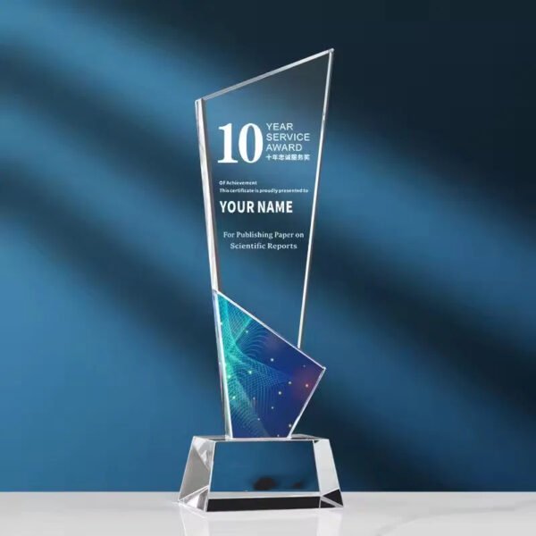Crystalvshapeawardblue gift suppliers