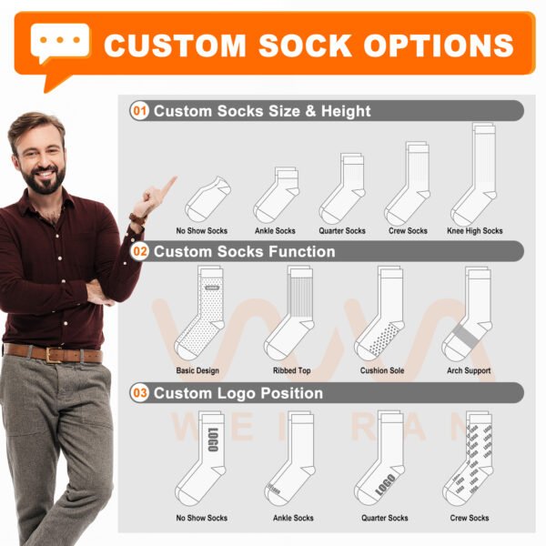 Upbeat carefree lively smiling asian woman brunette in casual tshirt hold hand on waist with positive attitude pointing finger up showing one grinning give advice what buy promote product gift suppliers Custom apparel socks supplier