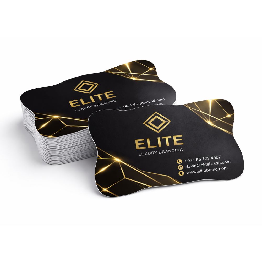 Gold Foil Die Cut Business Cards Dubai Custom Shape