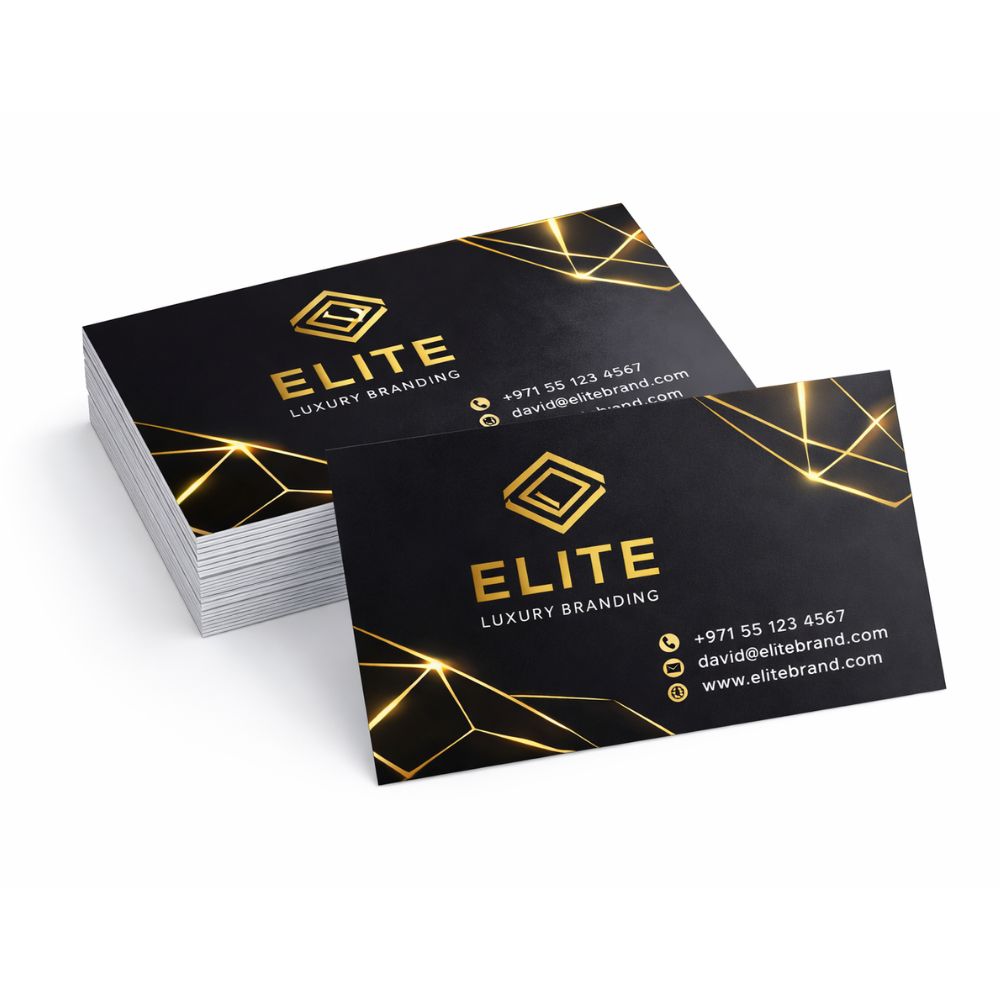 Gold Foil Spot UV Business Cards Dubai Premium Print