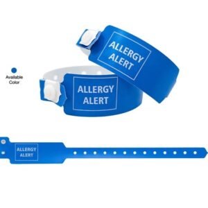 Allergy alert medical wristband with durable plastic and visible label