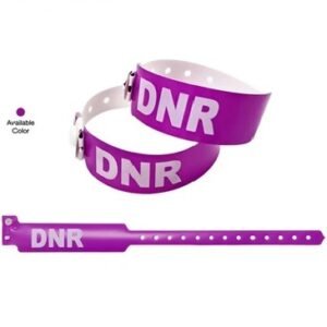 Patient dnr identification wristband with adjustable holes and clear label