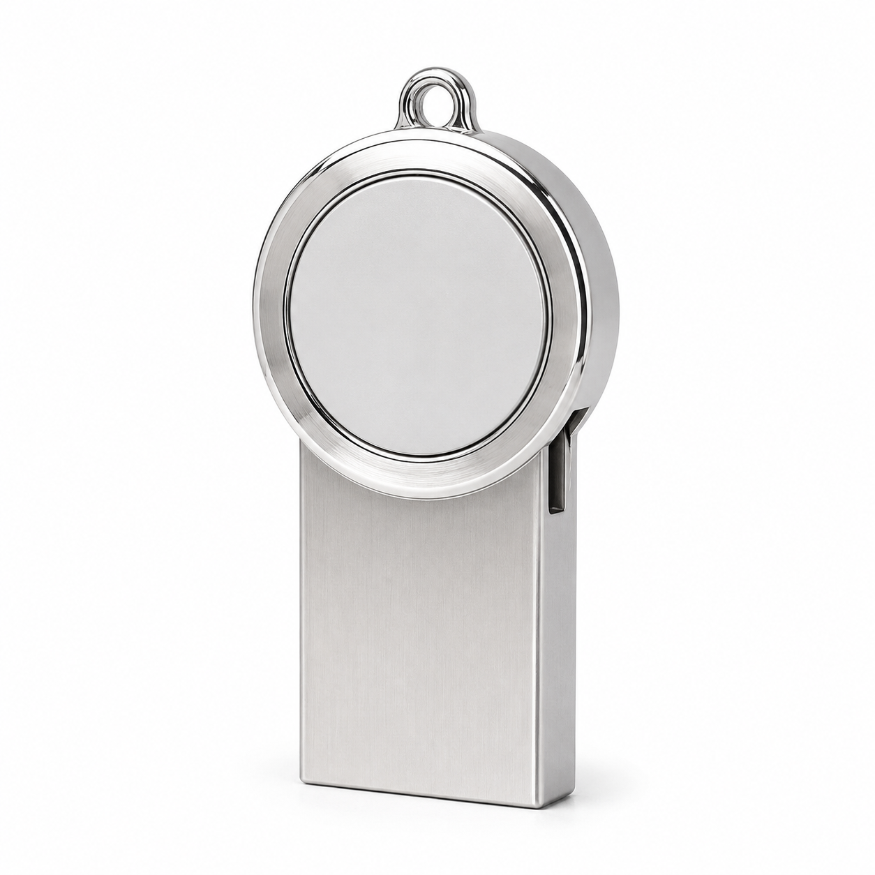 Rotating Metal USB Flash Drive with Round Branding Face