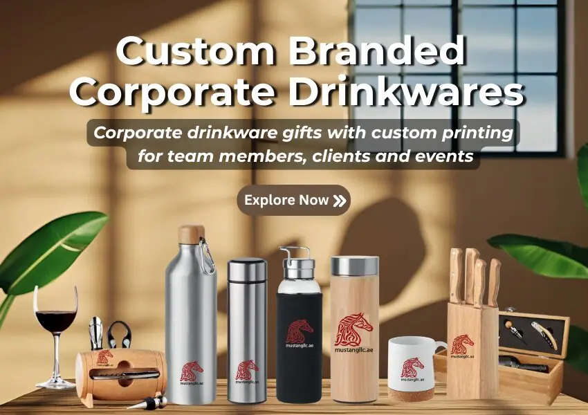 Custom branded bottles, tumblers and mugs for corporate events